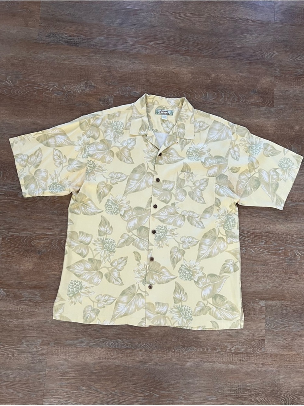 Tommy Bahama 100% Silk Hawaiian Shirt | Yellow Floral | Size Large